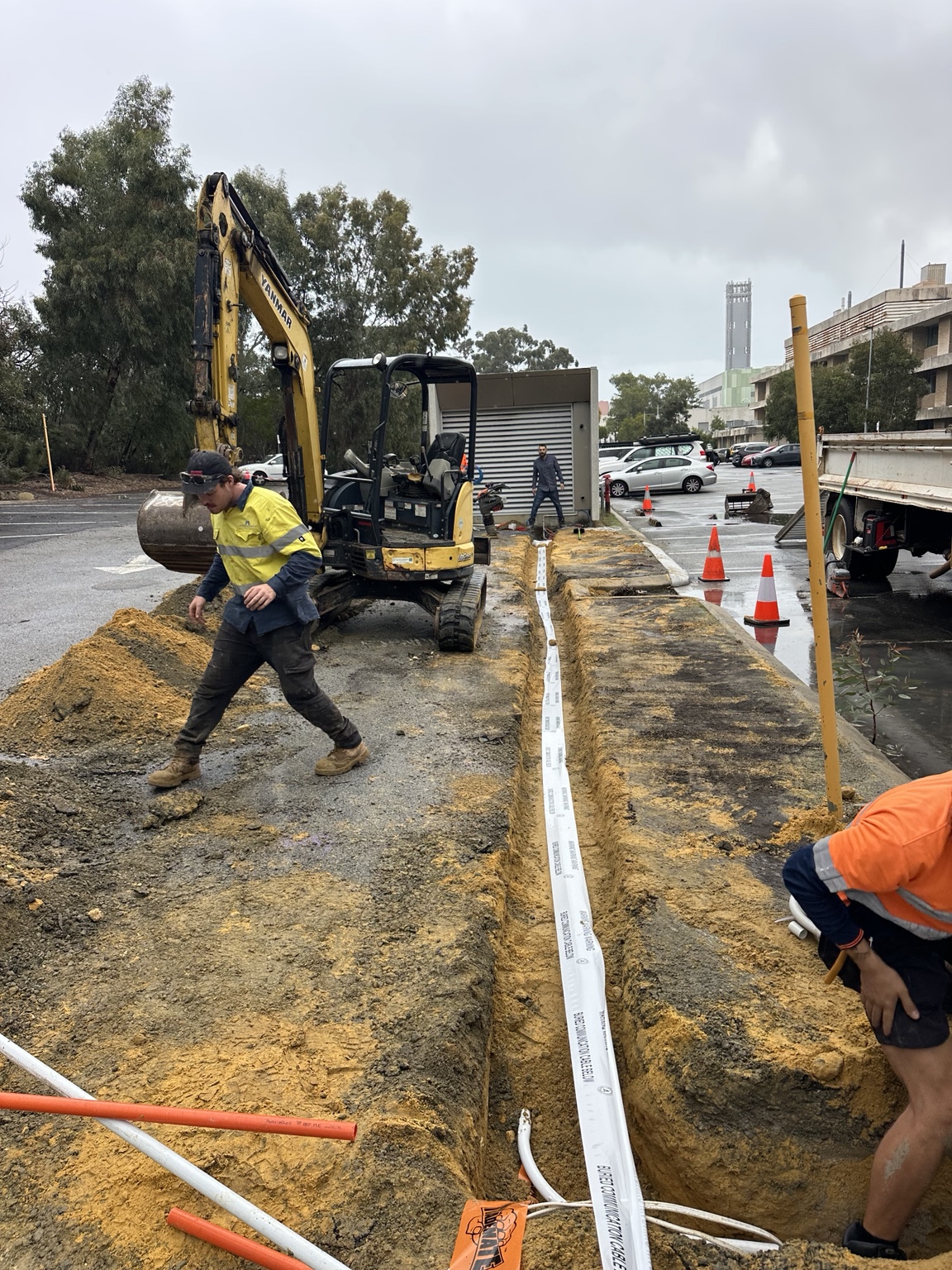 Commercial drainage pipe installation
